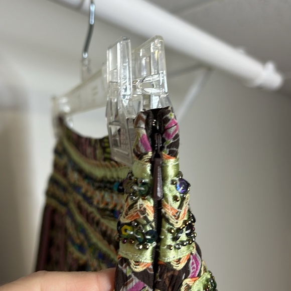 Vintage Free People Beaded Patterned Silk Boho Skirt- 4 - Picture 4 of 6